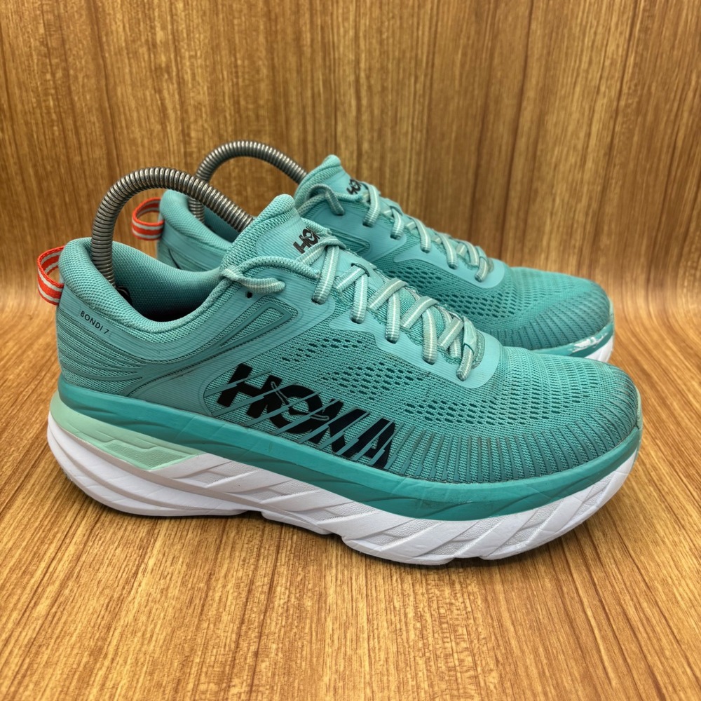 Hoka One One Bondi 7 Running Shoes Womens 8 Aqua Teal 1110519 AEBL